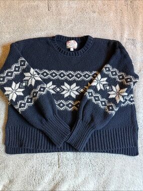 Pink Republic Navy and White Fair Isle Crew Sweater